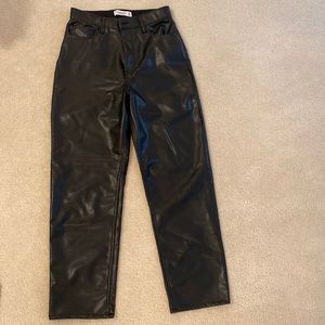 A&F Ankle Straight High Rise Faux Leather Pants